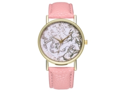 Relógio de Moda Vintage Simples com Pulseira de Couro Pu para Estudantes (rosa)