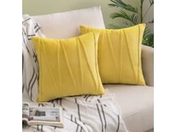 Rebe-fundas De Almohada De Terciopelo Rayado Amarillo Limón 45x45cm 2 Unidades Para Sofá Cama Auto Salón