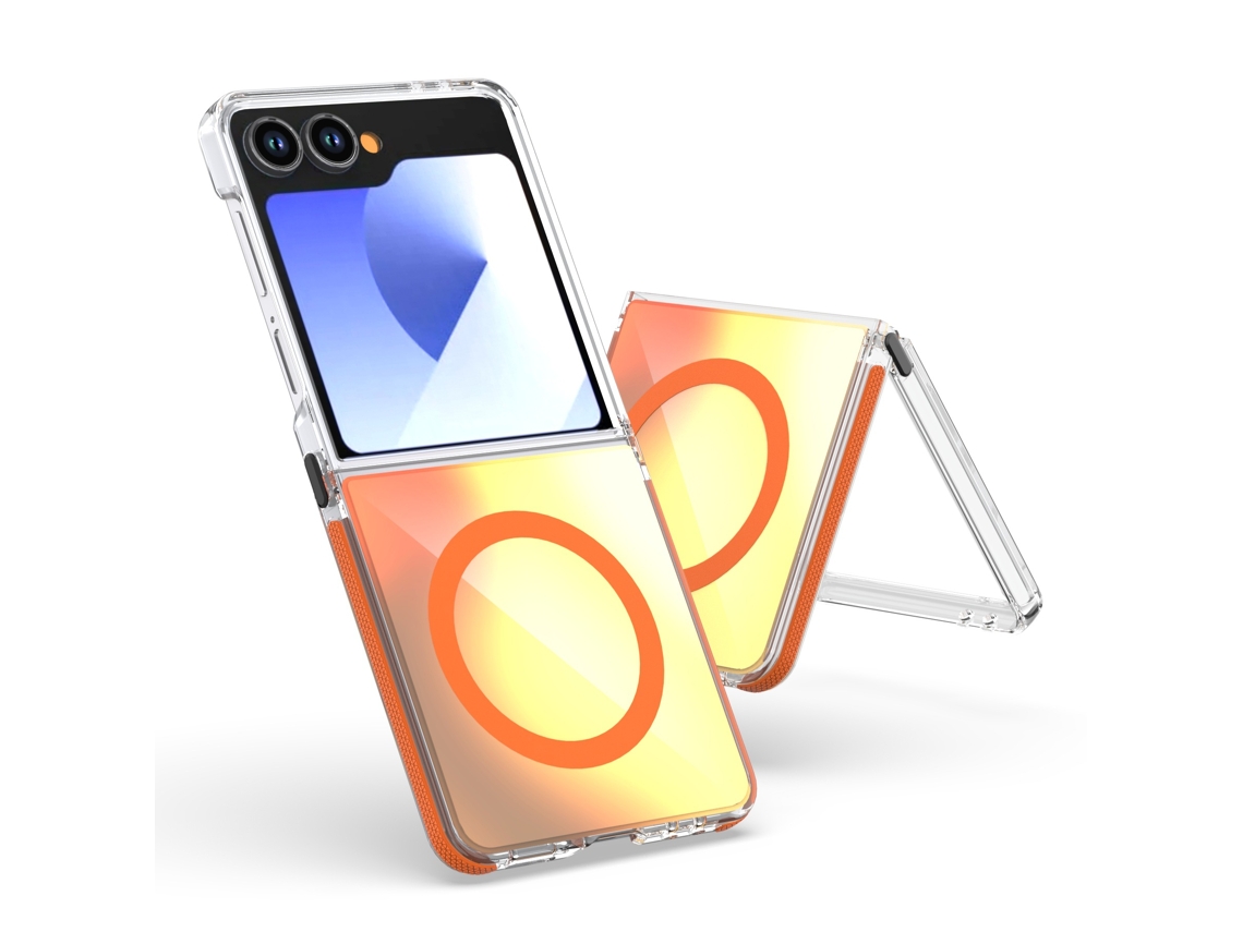 Capa Para Samsung Galaxy Z Flip 5, Com Magsafe E Amortecimento Em Silicone Macio Na Cor Laranja. Panoona