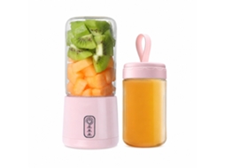 Liquidificador Portátil Usb Recarregável, 4 Lâminas Em Aço Inoxidável 304, Copo Duplo 300 Ml, Rosa Sakura