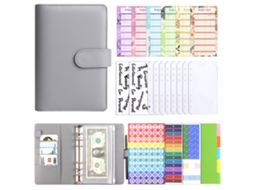 Pu Leather A6 Budget Binder, Gray Cash Envelope System With 12-budget Cards, 8-bill Envelopes, 2-clear Stickers, 1set Of