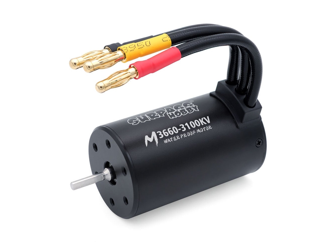 Motor M3650 3100kvsurpass Hobby M3650 Eixo 3.175mm Conectores Banhados Ouro 4.0mm Brushless Preto Impermeável Carros Rc 1/10 MDUG