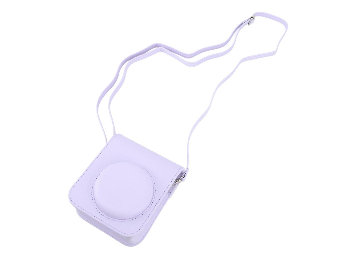 Bolsa Protetora Para Mini Câmera Instantânea, Estojo De Pu Com Alça De Ombro Ajustável, Compatível Com A Câmera Fujifilm Instax Mini 12, Roxa.