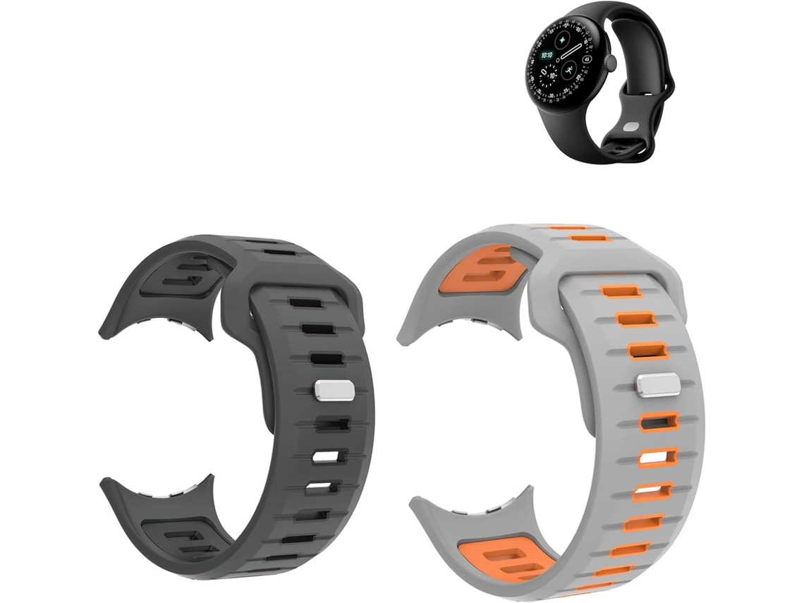 Kit Com 2 Pulseiras Para Google Pixel Watch 4 - Pulseira De Borracha