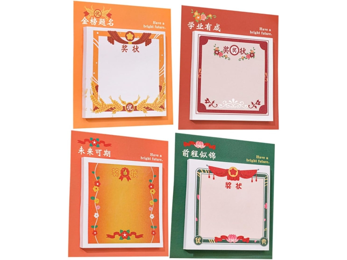 4 Carnets De Notes Autocollantes Design Mini Adorable Cartoon Para Garçon E Filles Em Papel Lote De 4