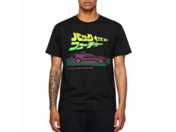 Rockinstone Back To The Future Movie Neon And Japanese Logo Black Adult T-shirt Size:s