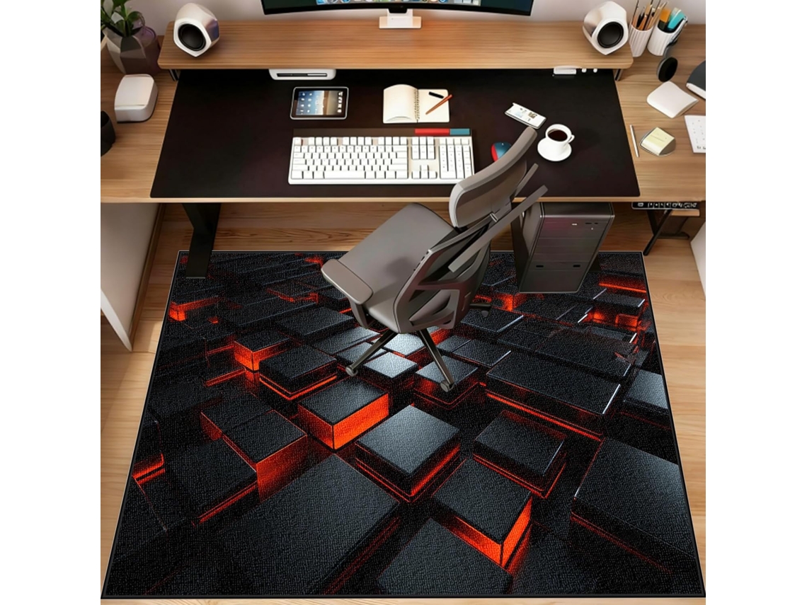 Tapete Cadeira Protetor Piso Escritório Antiderrapante 70 X 100 Cm Madeira Gamer,