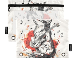 Pasta Red Wolf Music Playback Budget Com Grande Capacidade, Transparente, Com Zíper, 3 Argolas Material De