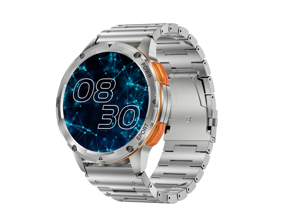 (prateado) Smartwatch Amloed Com Tela Redonda De 1,43 Polegadas E Pulseira De Aço