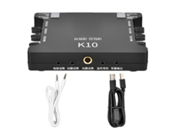 Conjunto De Placa De Som Externa Usb K10 Para Tablet Ktv Com Microfone Universal Preto