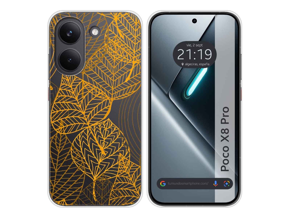 Capa Tumundosmartphone De Silicone Transparente Para Xiaomi Poco X8 Pro 5g Com Estampa De Folha