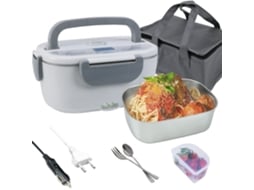 Lancheira Eléctrica Portátil 1,5L para Carro e Casa com Recipiente, Garfo e Colher - Aquecedor de Comida NEVEANCE