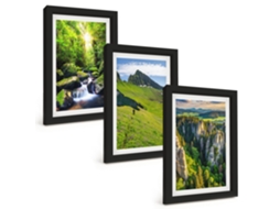Composição De Quadros Montanhas Verdes, Cachoeira, Floresta Espelharte (3 Peças 20x30 Cm)