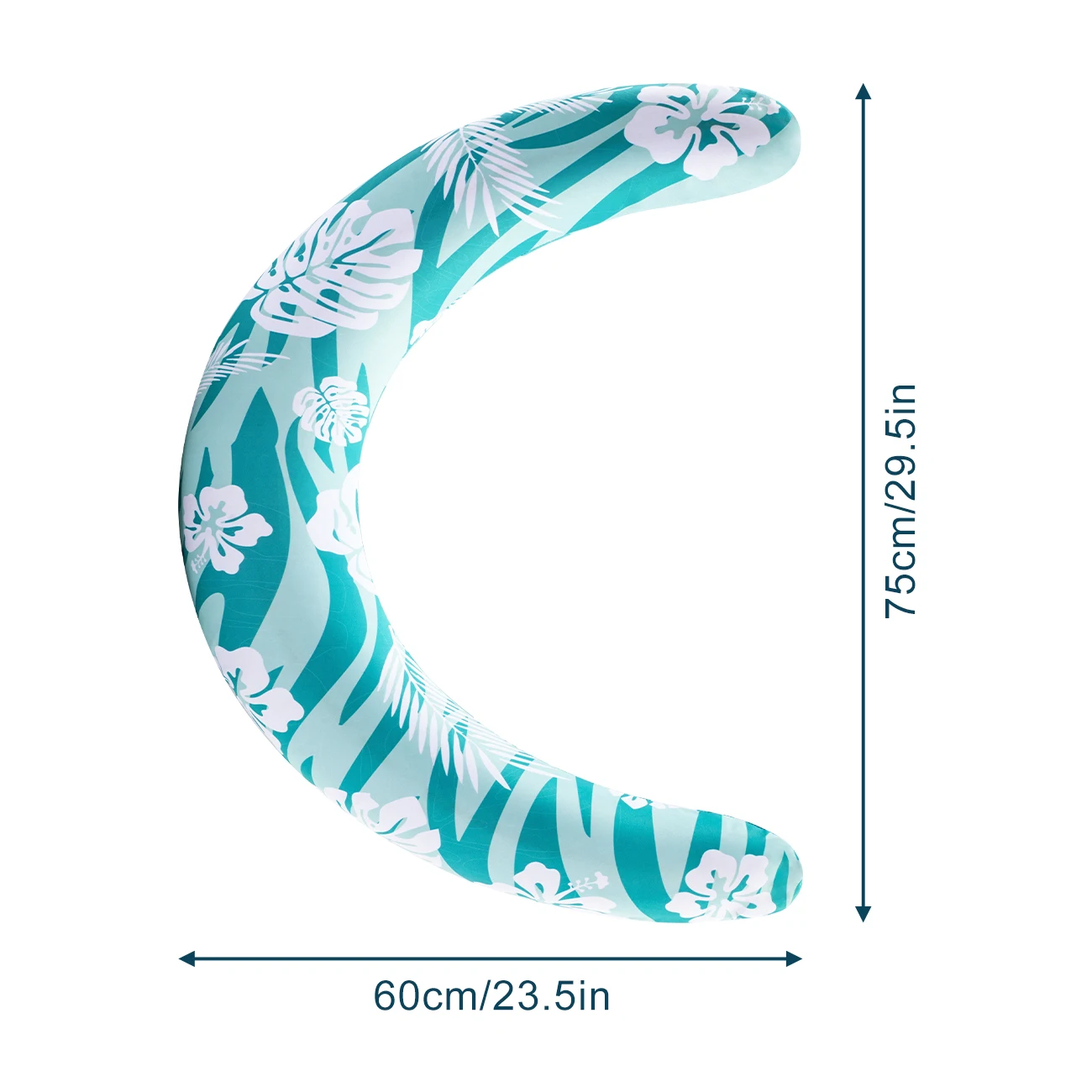 (azul Claro) 1 Piscina Inflável Para Adulto Com Tapete Flutuante Curvo Azul, Estampa De Folhas Tropicais Havaianas.