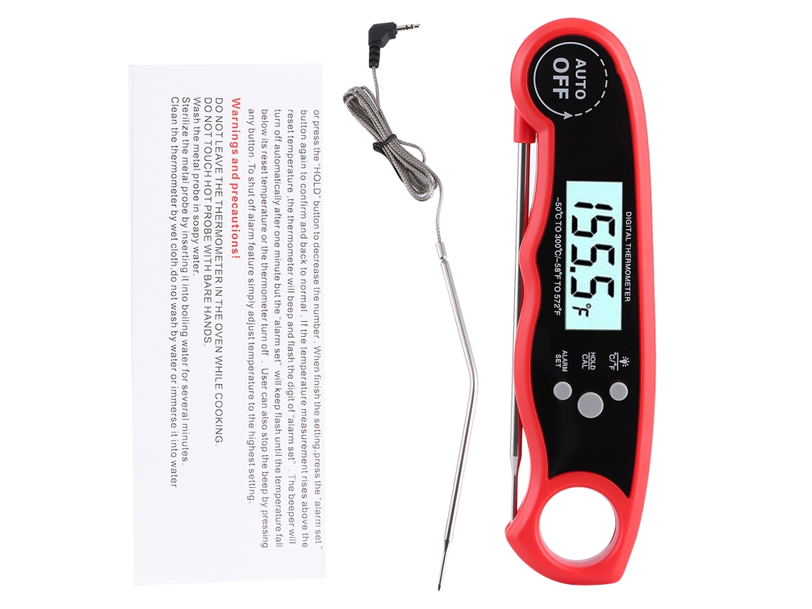 Laxiscreed Termômetro De Cozinha Com Tela Lcd Retroiluminada Para Medição De Temperatura De Carne