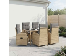Vidaxl Conjunto De Jantar Para Exterior 7 Unid. Bege E Cinza Claro