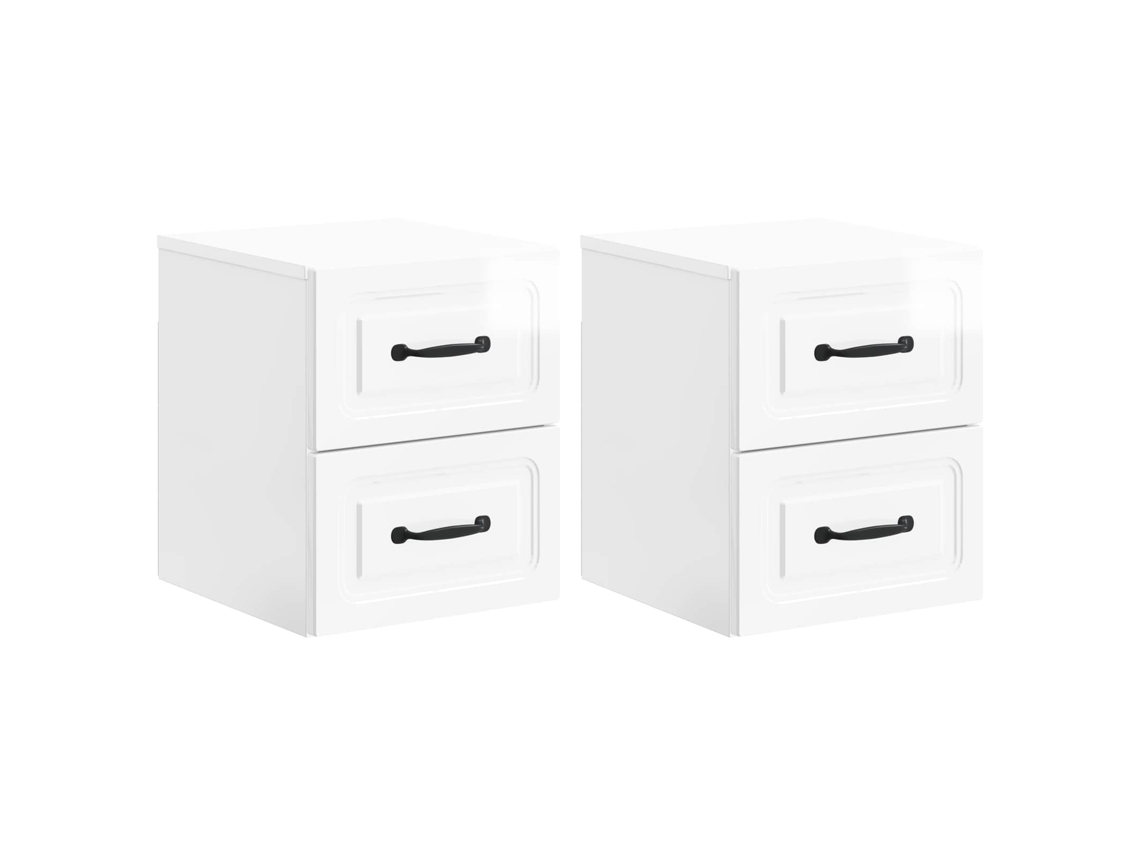 Vidaxl Gabinete de Canto Montado na Parede 2 Pcs Branco Brilhante