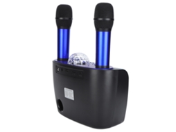 Máquina de karaoke portátil com dois microfones e luz RGB EOOCOO