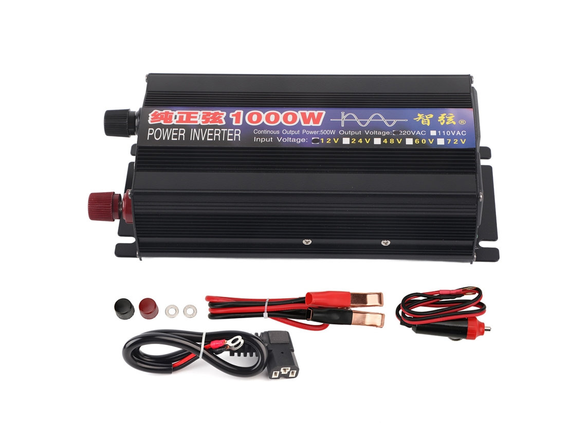 Inversor de onda sinusoidal pura 1000W conversor DC12V para AC220V com tela digital S/MARCA