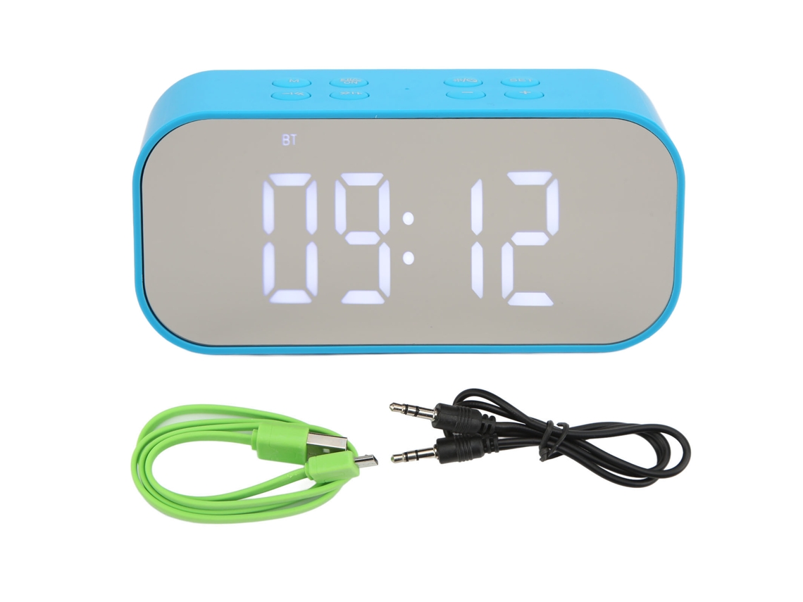 Reloj Despertador Digital Inteligente Con Espejo Y Altavoces Dobles 45mm Reducción de Ruido para Dormitorio Azul
