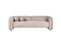 Sofá de 3 lugares BELIANI Leiren de Veludo Creme 224x87x68