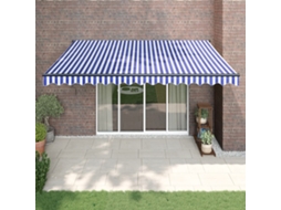 Vidaxl Toldo Retrátil Automático 4,5x3 M Azul E Branco