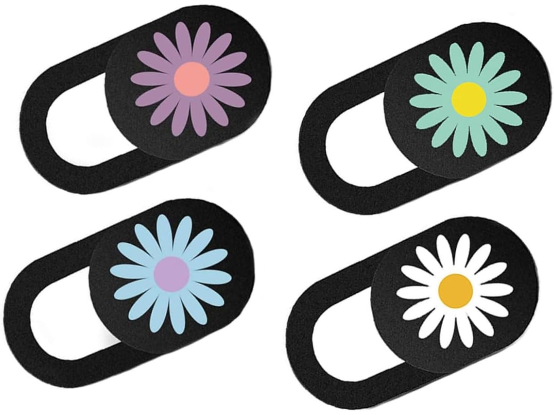 Conjunto De 4 Peças De Protetores De Câmera Com Estampa De Margaridas Para Laptop E Tablet, Garantindo Privacidade. Jogo De 4 Peças Gokoco