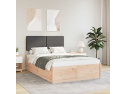 Vidaxl Estrutura De Cama Com Cabeceira Estofada Cinza Escuro
