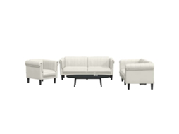 Vidaxl 3 Pcs Conjunto De Sofás Veludo Cor Creme