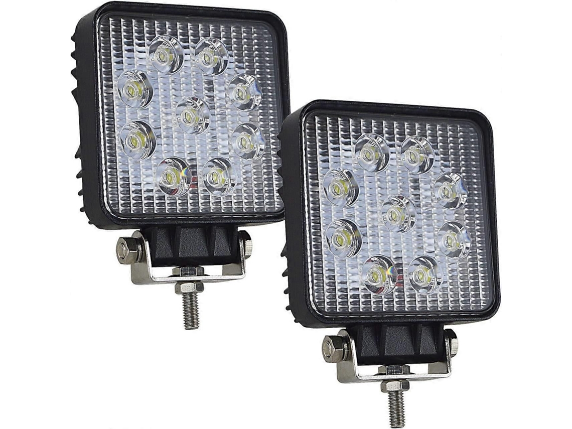 2 Unidades De Farol De Trabalho Led Quadrado 3 Polegadas 27w, Feixe Amplo, Para Off-road, Caminhonetes E Jipes 4x4