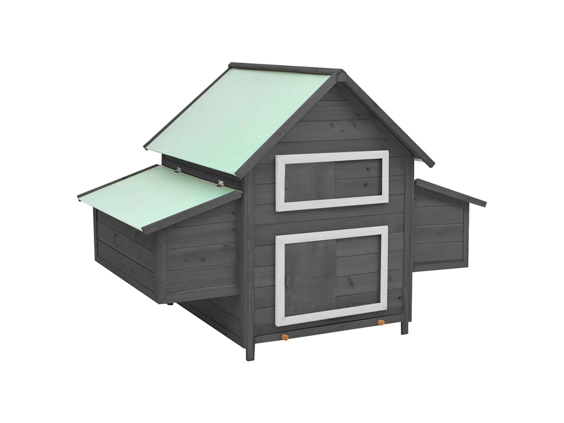 Vidaxl Galinheiro 150x96x110 Cm Abeto Maciço Cinzento E Branco