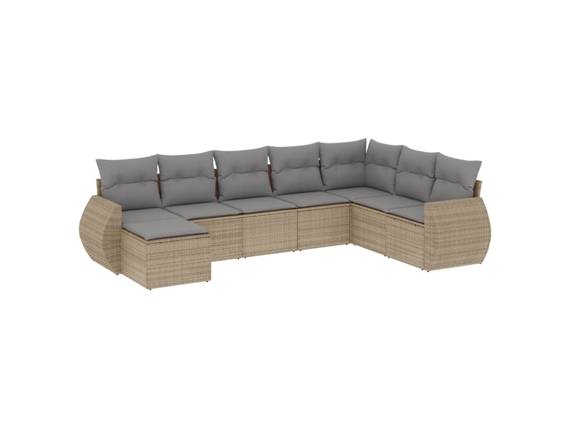 Maison Exclusive - 8 Pcs Conjunto De Sofás P/ Jardim Com Almofadões Vime Pe Bege