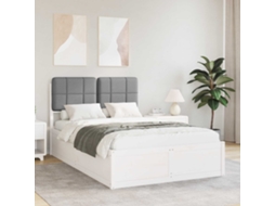 Vidaxl Estrutura De Cama Com Cabeceira Estofada Cinzento-claro