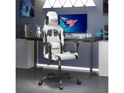 Vidaxl Cadeira Gaming Giratória Couro Artificial Branco E Preto