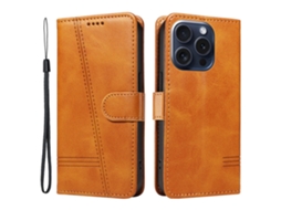 Capa Para Iphone 15 Pro Pele Sintética Amarelo