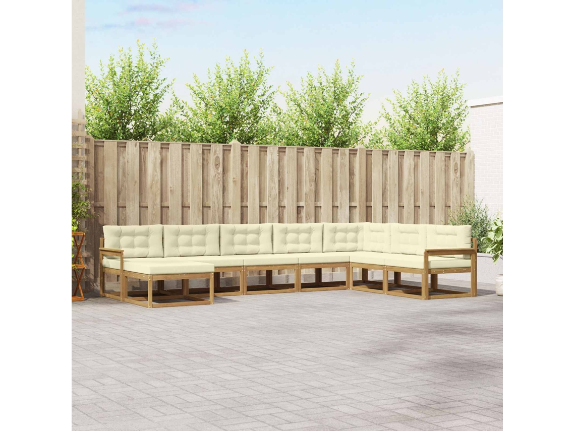 Vidaxl Conjunto De Sofás Para Exterior 8 Unid. Branco E Creme