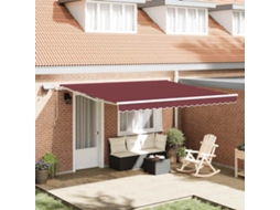 Vidaxl Toldo Retrátil Manual Com Luz Led 400x300 Cm Bordô