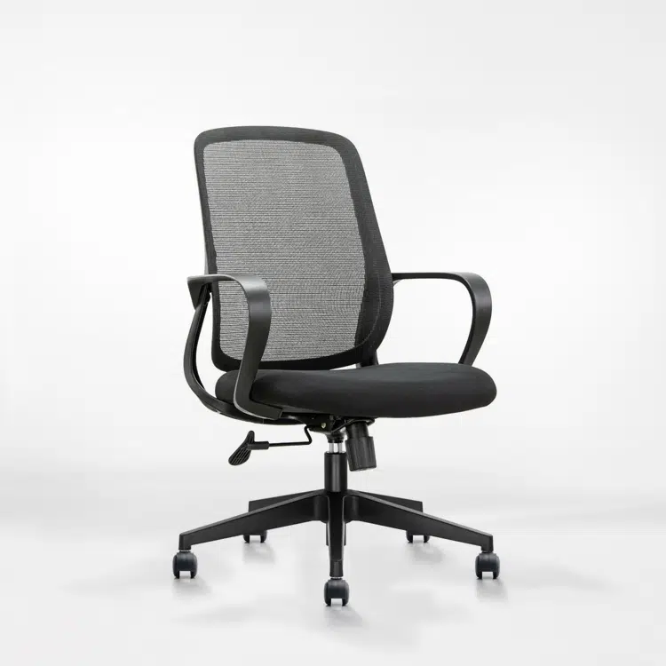 Kiruna Cadeira De Escritório Preta Com Tela Para Pessoas Grandes 150kg Cadeira De Mesa Ergonômica Respirável Spacio