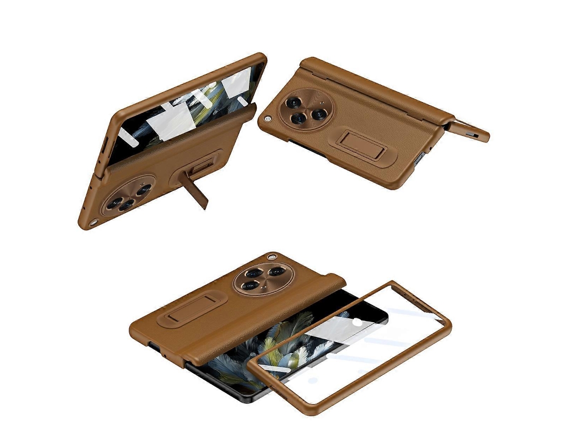 Capa De Couro Com Dobradiça Integrada E Sem Caneta Para Oppo Find N3