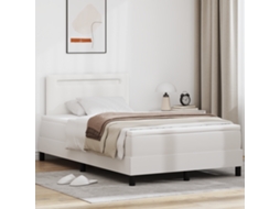 Cama Box Com Colchão Branco, Casal Pequena, Couro Sintético