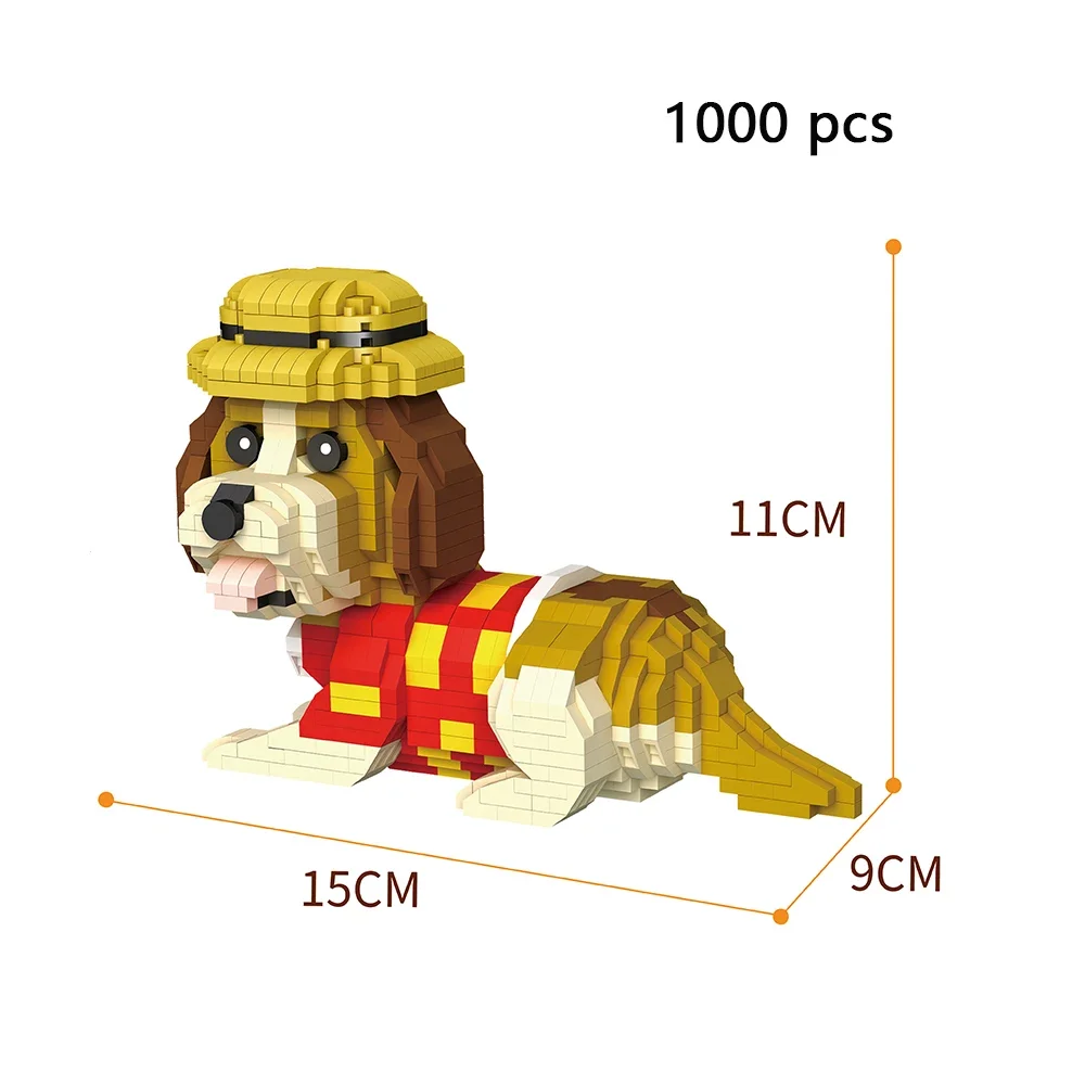 Mini Brinquedo De Blocos De Montar Em Forma De Cachorro Para Crianças