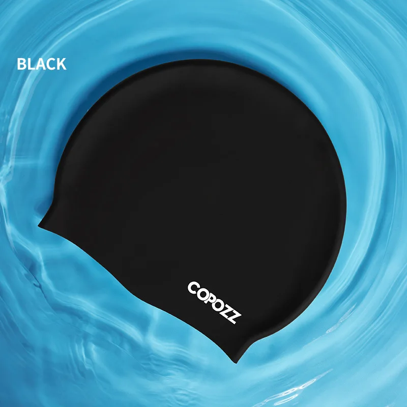 Touca de Natação MDUG Impermeável de Silicone para Mulheres com Cabelos Longos, Preta | MDUG