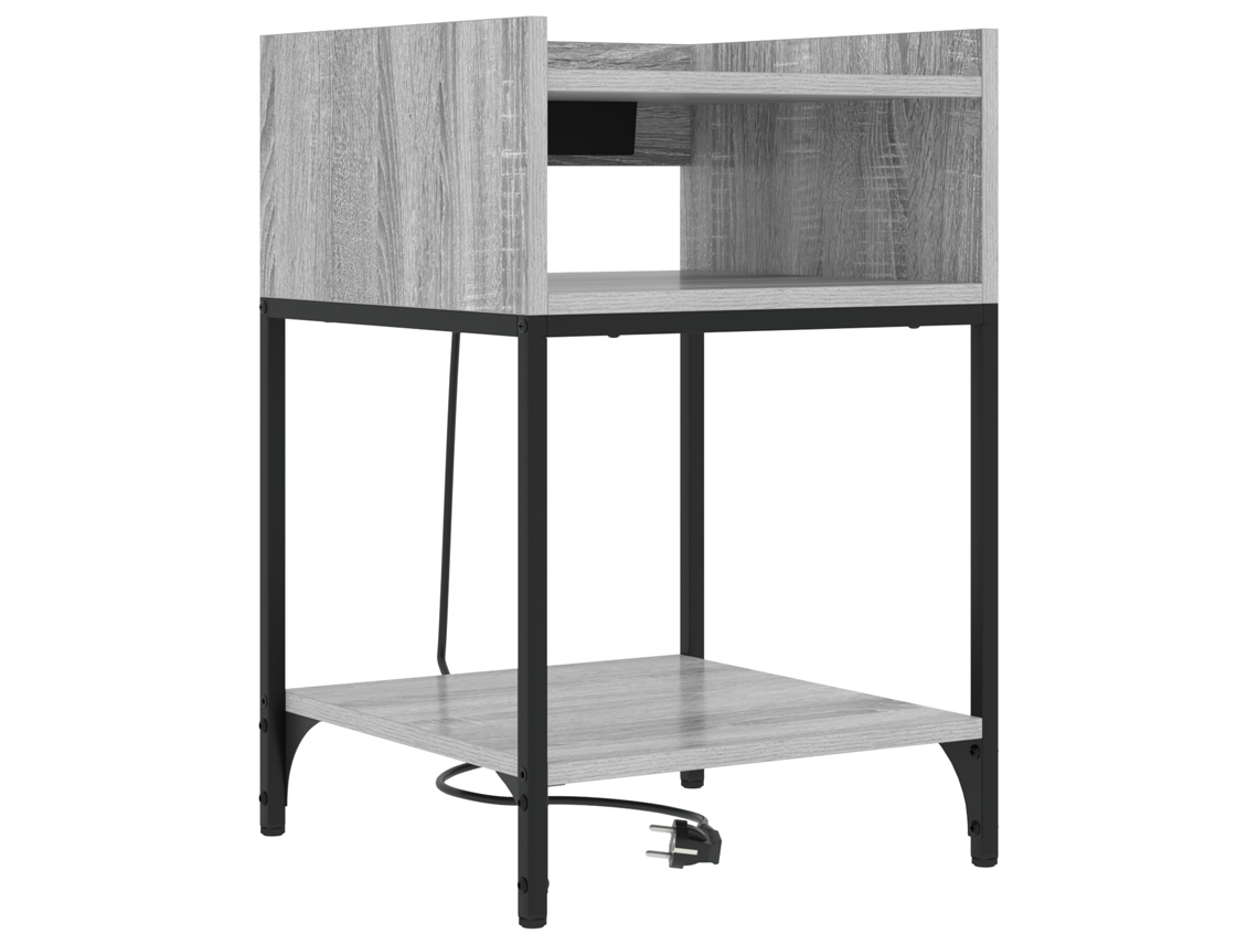 Conjunto 1 Mesa-de-cabeceira Vidaxl Cinzento Derivados De Madeira (40 X 40 X 61 Cm)