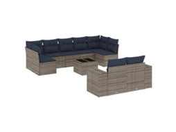 Conjunto de Sofá de Jardim, 10 Peças, Almofadas, Rattan Cinza MAISON EXCLUSIVE