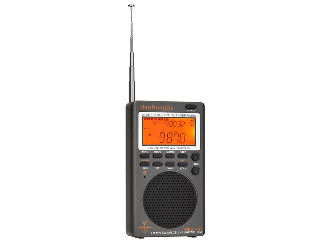 Rádio Vhf Tonton Hrd 747 portátil com display digital, jack 3,5mm, MP3