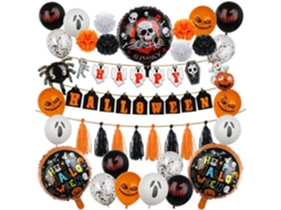 Conjunto De Decoração De Halloween Com Esqueleto E Balões