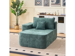 Chaise Longue Verde Sem Montagem, Sofá Macio Com Almofadas E Bolsos Laterais
