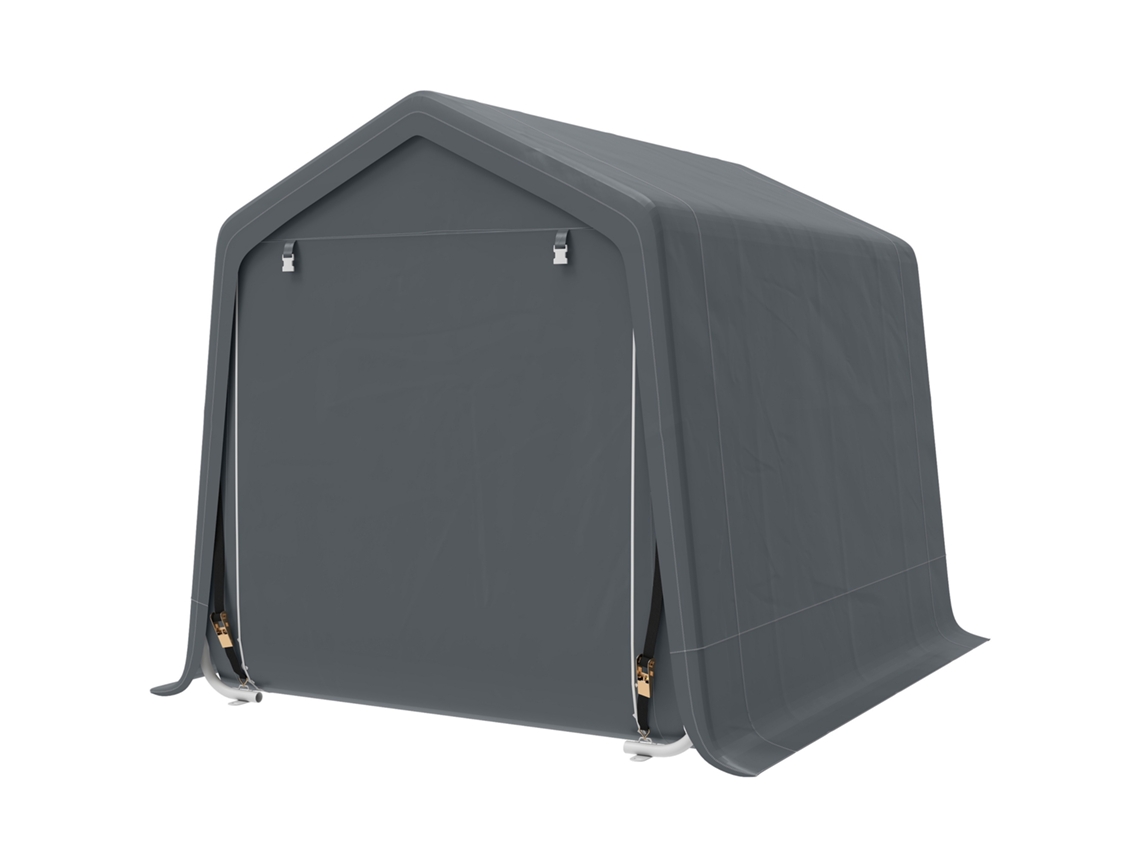 Tenda de Bicicleta de Jardim 2 Portas estrutura de Metal Anti uv À Prova D'água 2.4x2x2 M Cinza Escuro S/MARCA