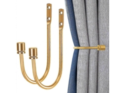 Rebe 2 Brazos de Sujeción de Metal para Cortinas de Pared U Forma Instalación Fácil Diseño Moderno Negro Azabache