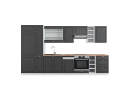 Cozinha Fame-Line, 355 cm, PT Carvalho, Antracite-dourado/branco VICCO
